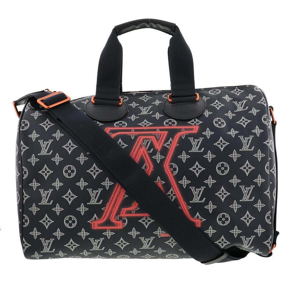 LOUIS VUITTON Speedy Bandolier Bag Boston Monogram Ink Canvas Navy Blue